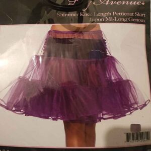 Leg Avenue Purple Shimmer Knee Length Petticoat Skirt Costume One Size